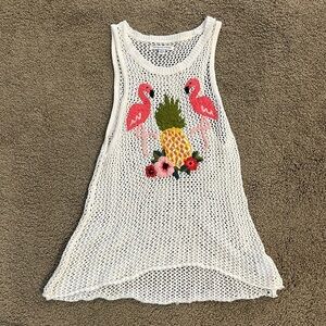 American Eagle Cotton Mesh Flamingo Tank Top. Size XS. Excellent Used Condition